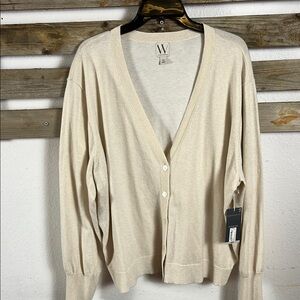 Chic Cream V-Neck Cardigan-New! S: 2X